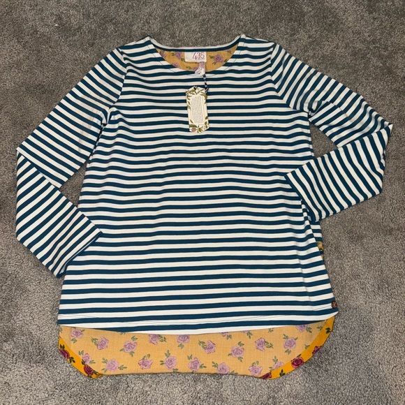 Matilda Jane Other - Matilda Jane 435 Girls Size 12 NWT Striped Long Sleeve Tunic Top Floral Contrast